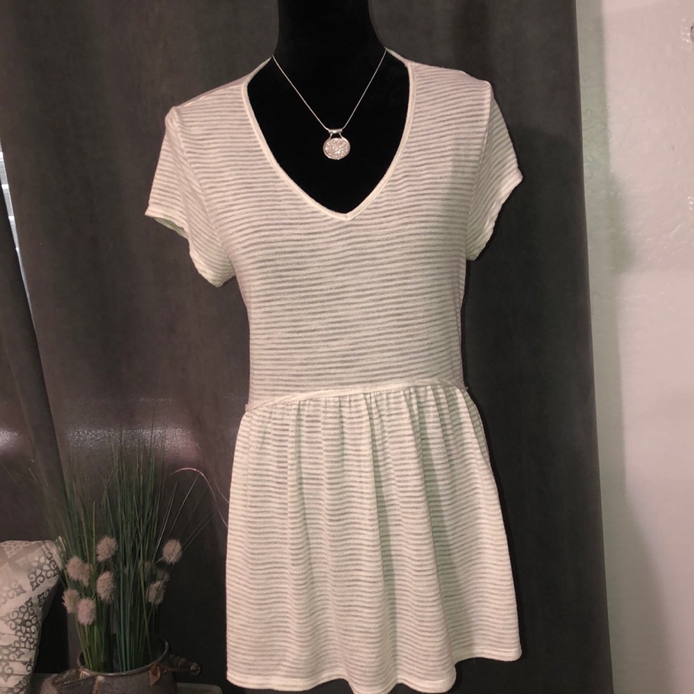 White and gray pinstriped Blouse